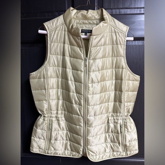 Lafayette 148 New York Puffer Vest Light Green Women’s Size M Adj Cinched Waist - Picture 1 of 13